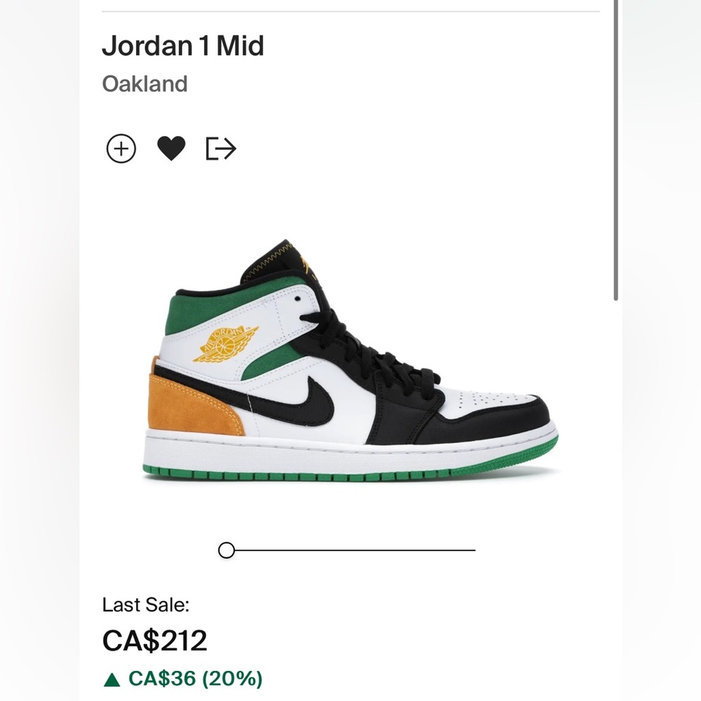 Jordan 1 Mid Oakland W8.5